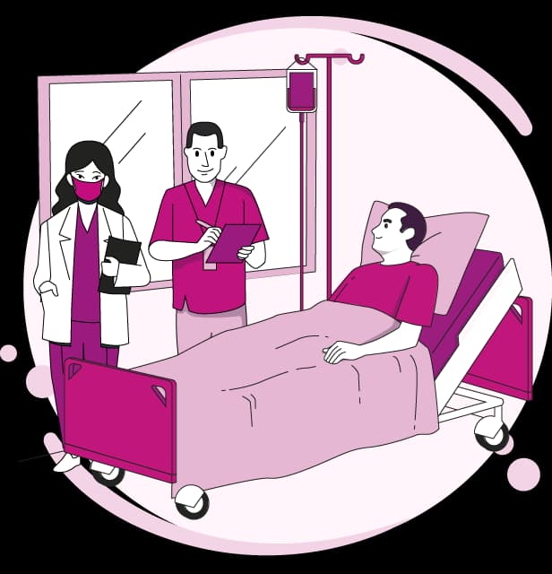 Patient dans un lit d'hôpital